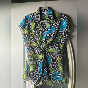 Dressbarn Colorful Fun Paisley Patterned Women's Sheer Top- Size XLarge